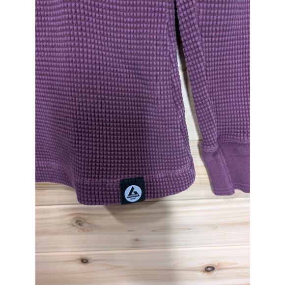 American Giant Top Womens Medium Burgundy Thick Waffle Knit Long Sleeve - Picture 3 of 9